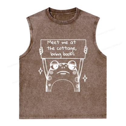 Pagewings Meet Me At The Cottage Bring Books Unisex Washed Tank Top