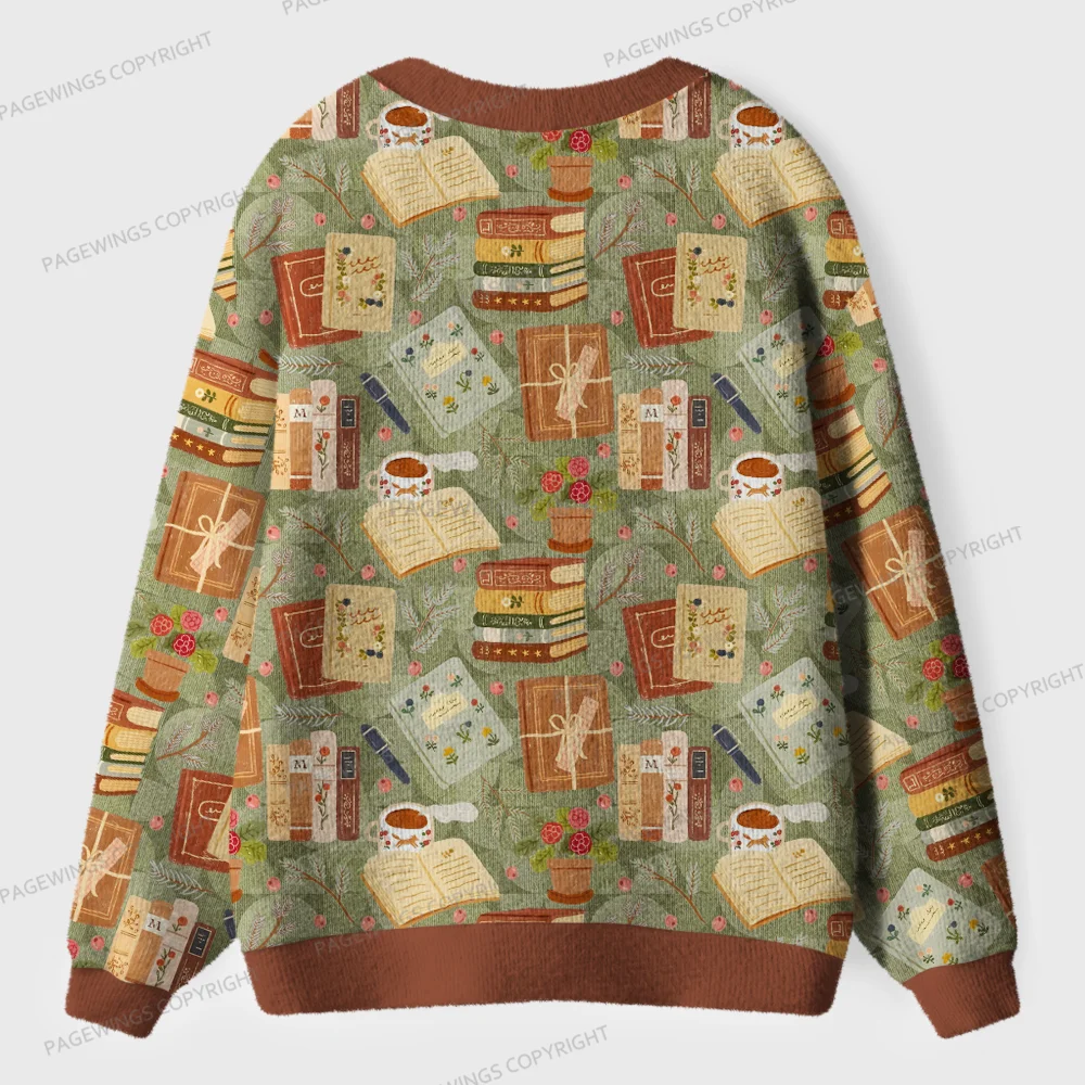 Pagewings Read Books Stay Weird Unisex Ugly Cardigan Sweaters