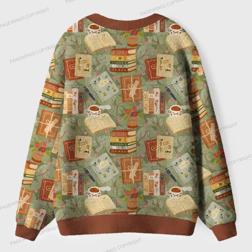 Pagewings Read Books Stay Weird Unisex Ugly Cardigan Sweaters