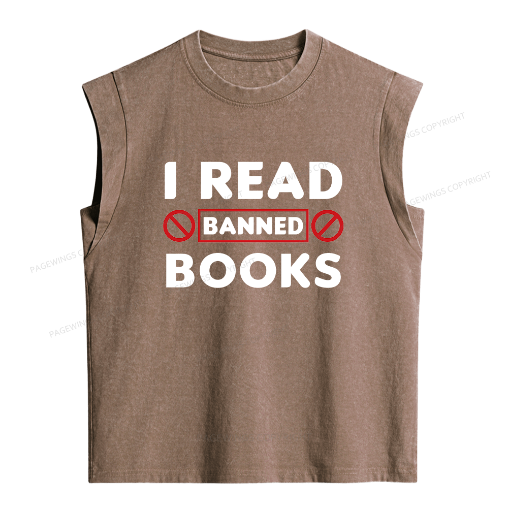 Pagewings I Read Banned Books  Women's Washed Tank Top