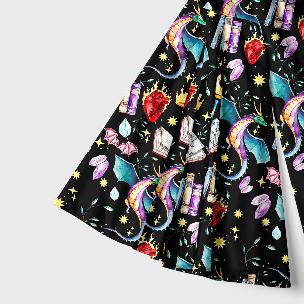 Pagewings Fantasy Book Lover Bell Sleeve Dress