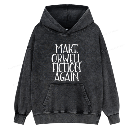 Pagewings Make Orwell Fiction Again  Unisex Washed Hoodie