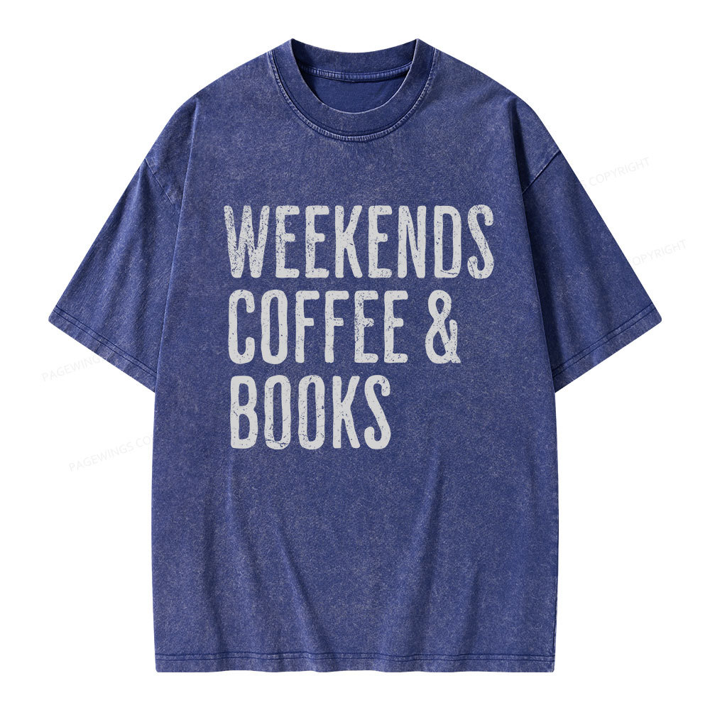 Pagewings Weekends Coffee And Books Unisex Washed T-shirt
