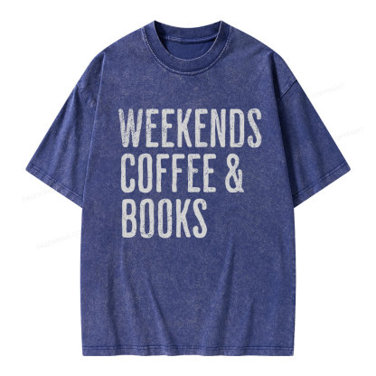 Pagewings Weekends Coffee And Books Unisex Washed T-shirt