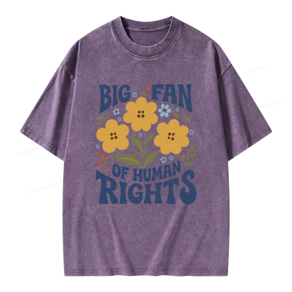 Pagewings Big Fan of Human Rights Unisex Washed T-shirt