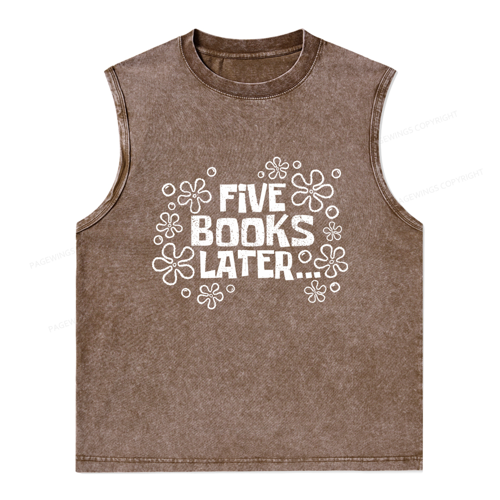 Pagewings Five Books Later Unisex Washed Tank Top