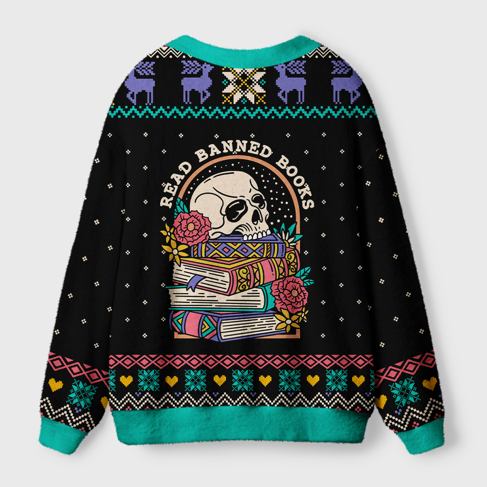 Pagewings Read Banned Books Light Knit Unisex Cardigan Sweaters