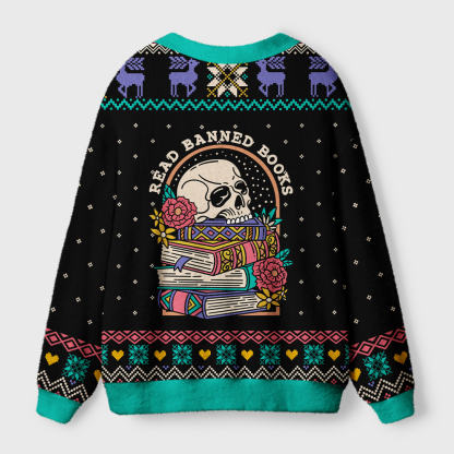Pagewings Read Banned Books Light Knit Unisex Cardigan Sweaters