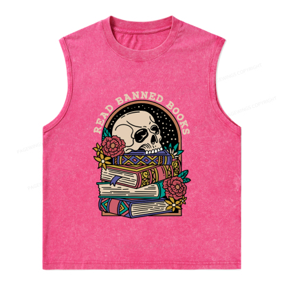 Pagewings Read Banned Book Floral Unisex Washed Tank Top
