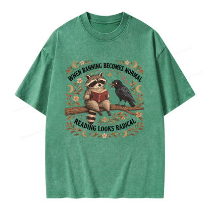 Pagewings When Banning Becomes Normal Unisex Washed T-shirt