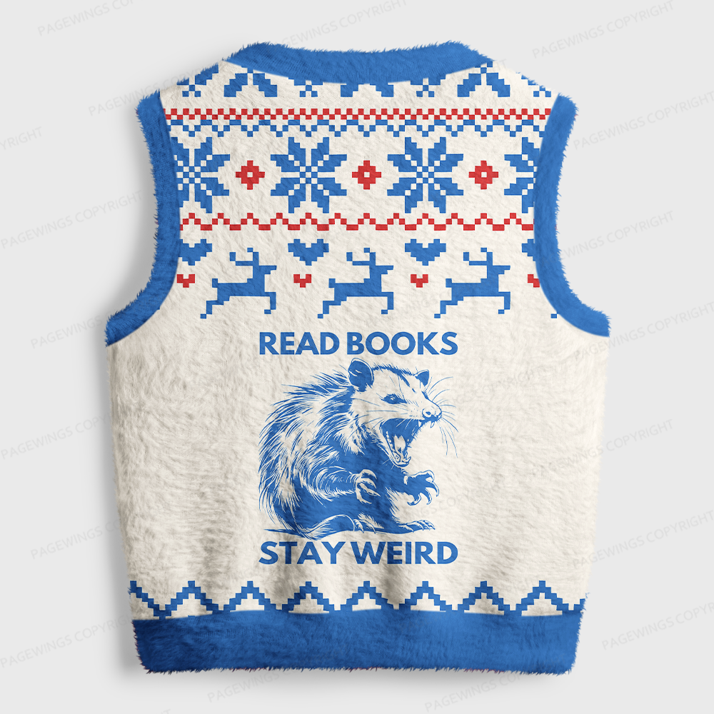 Pagewings Book Lover Women's V-Neck Ugly Knit Vest