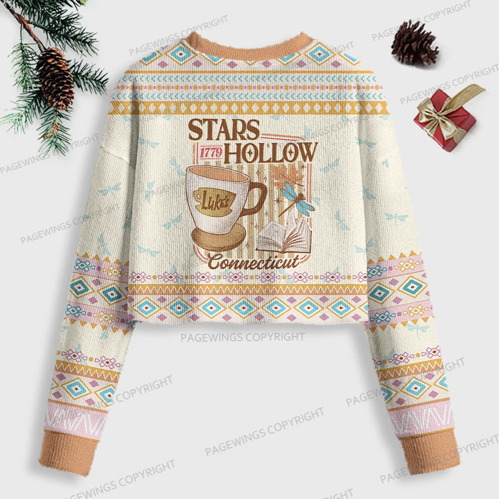 Pagewings Stars Hollow Women Ugly Crop Sweatshirt