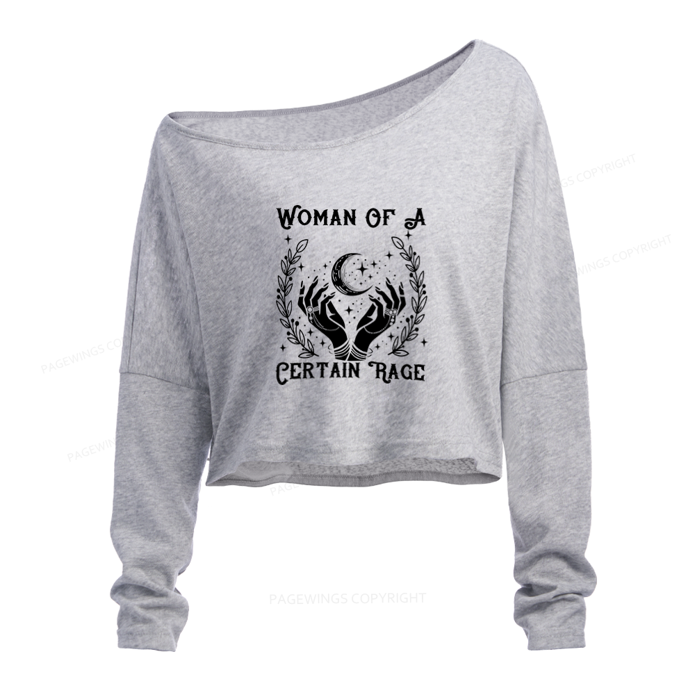 Pagewings Woman Of A Certain Rage Slouchy Long Sleeve Off Shoulder T-shirt