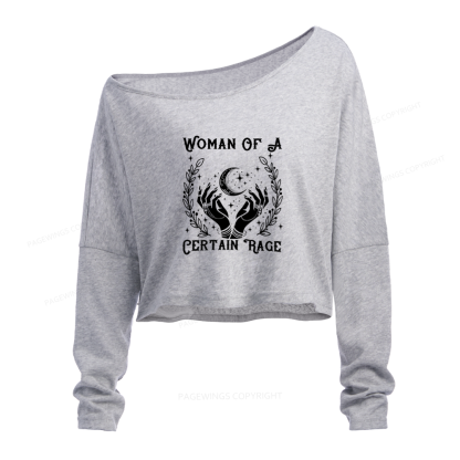Pagewings Woman Of A Certain Rage Slouchy Long Sleeve Off Shoulder T-shirt