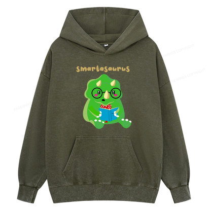 Pagewing Smart Dinosaur Is Reading Seriously Unisex Washed Hoodie