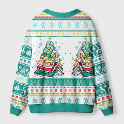 Pagewings Books Of The Christmas Tree Light Knit Unisex Cardigan Sweaters