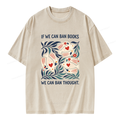 Pagewings If We Can Ban Books Unisex Washed T-shirt
