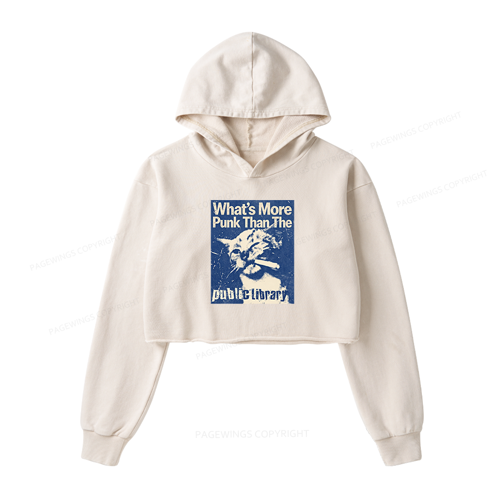 Pagewings What's More Punk Than The Public Library Washed Crop Hoodie
