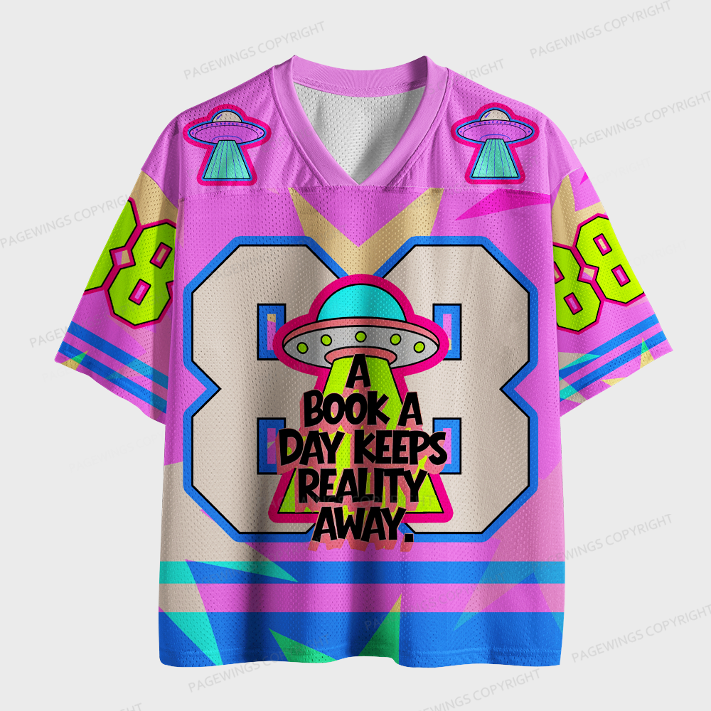 Pagewings A Book A Day Keeps Reality Away Unisex Mesh Jersey
