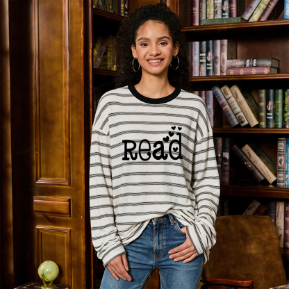 Pagewings Read More Books Unisex Striped Long Sleeve T-Shirt