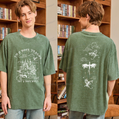 Pagewings I'm Not A Bookworm I'm A Book Dragon Unisex Washed T-shirt