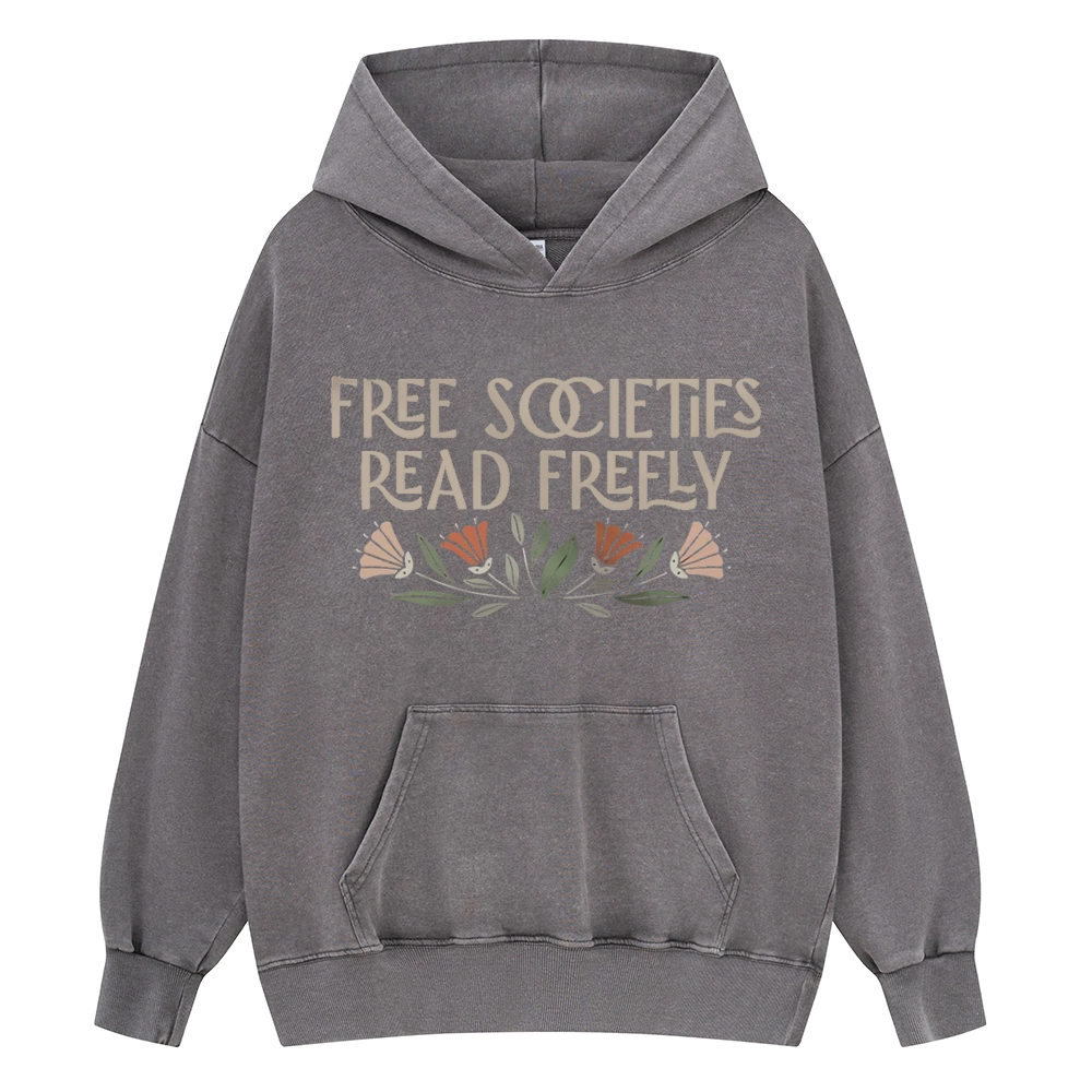 Pagewings Read Freely Unisex Washed Hoodie