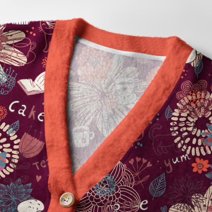 Pagewings Cakes And Books Light Knit UnisexCardigan Sweaters