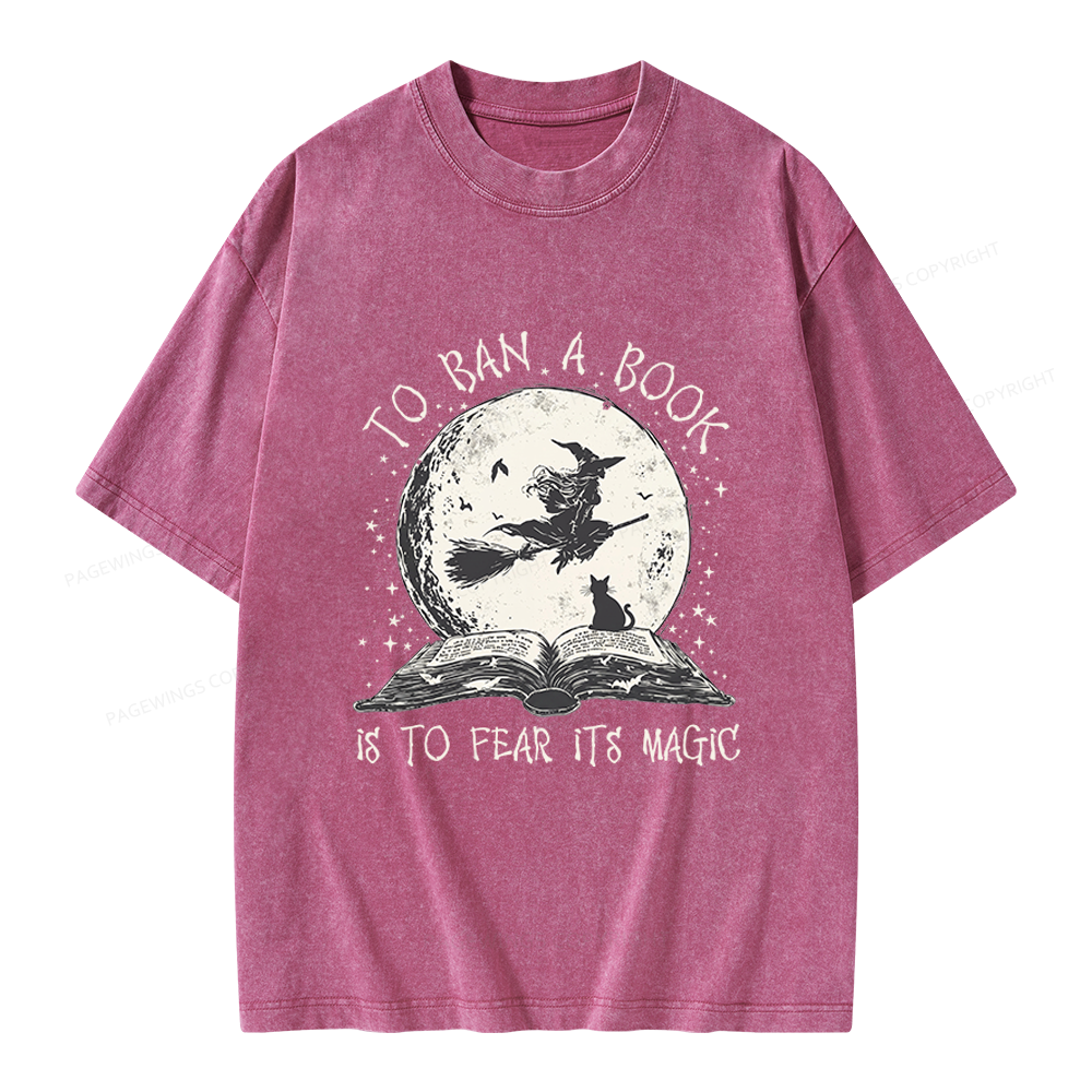 Pagewings Halloween Witch Book Unisex Washed T-shirt