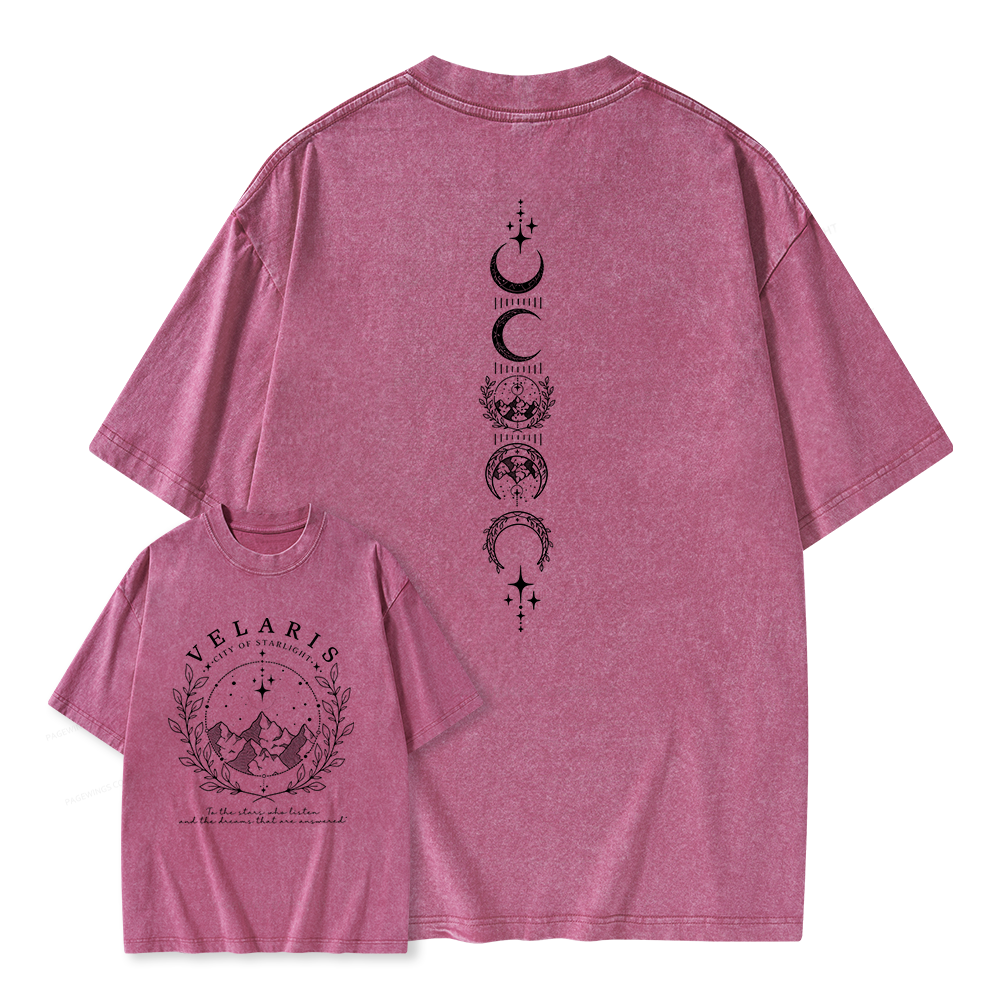 Pagewings Fantasy Romance Books Unisex Washed T-shirt