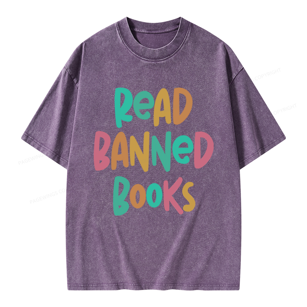 Pagewings Read Banned Books Unisex Washed T-shirt