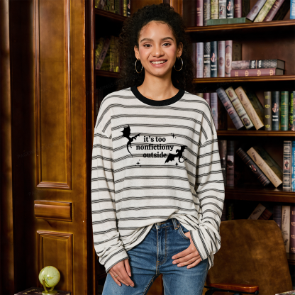 Pagewings It’s Too Nonfictiony Outside Unisex Striped Long Sleeve T-Shirt