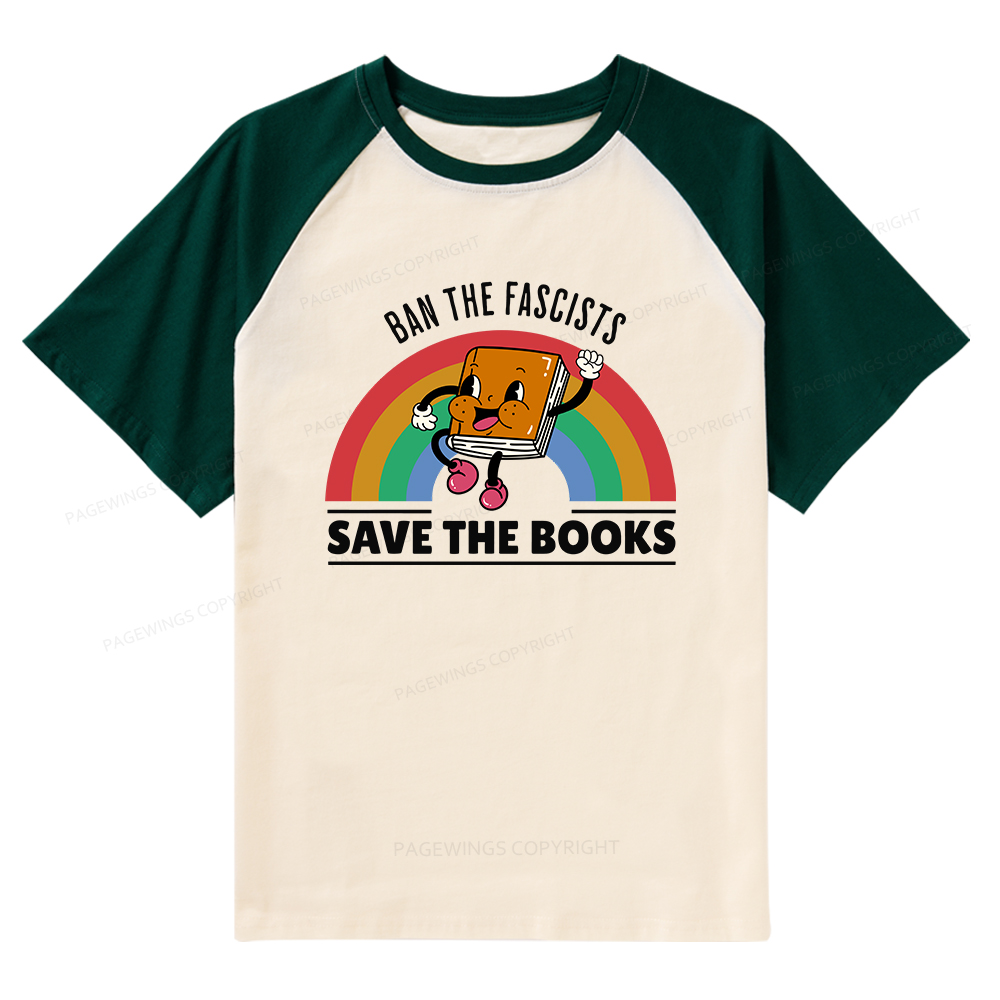 Pagewings Ban The Fascists Save The Books Raglan T-shirt