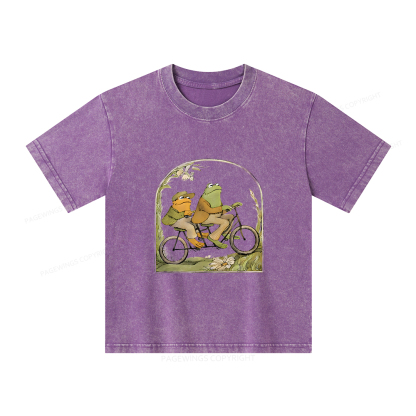 Pagewings Frog And Toad Book Vintage Unisex Kids Washed T-shirt