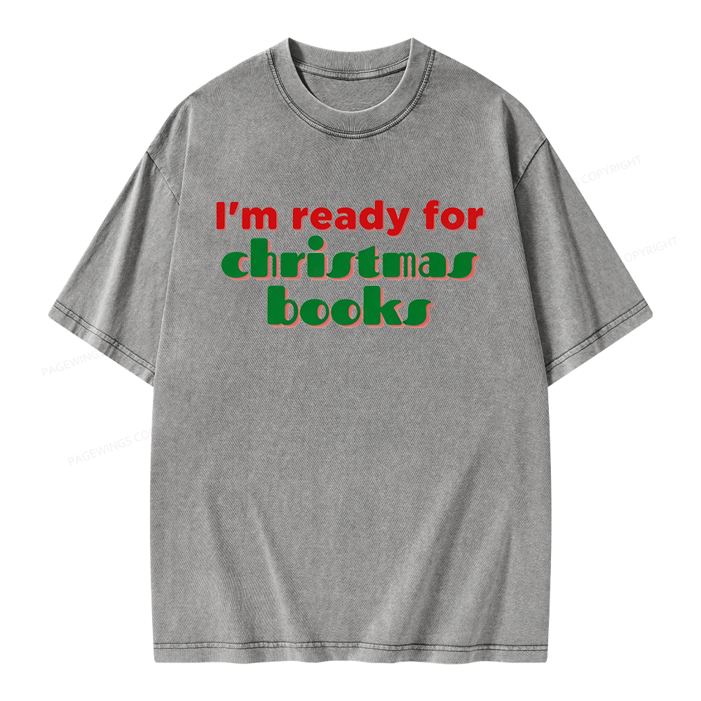 Pagewings Ready for Christmas Books Unisex Washed T-shirt