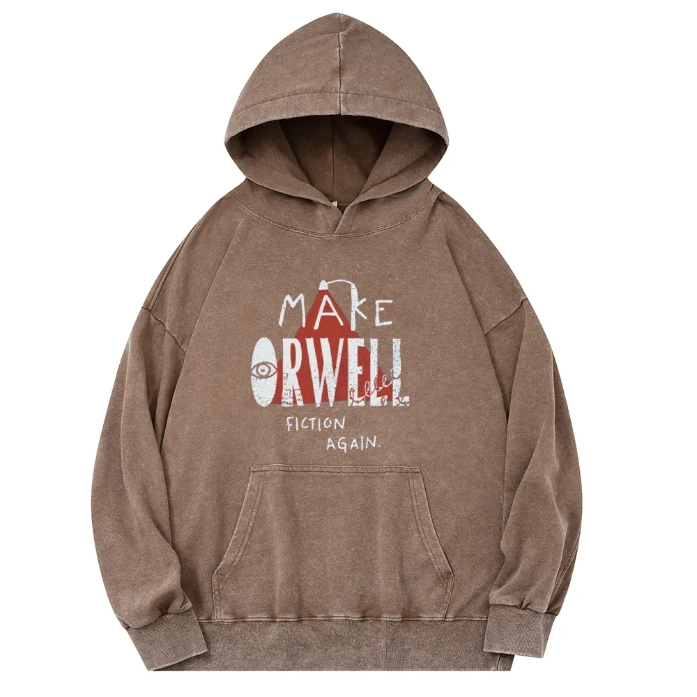 Pagewings Make Orwell Fiction Again Unisex Washed Hoodie