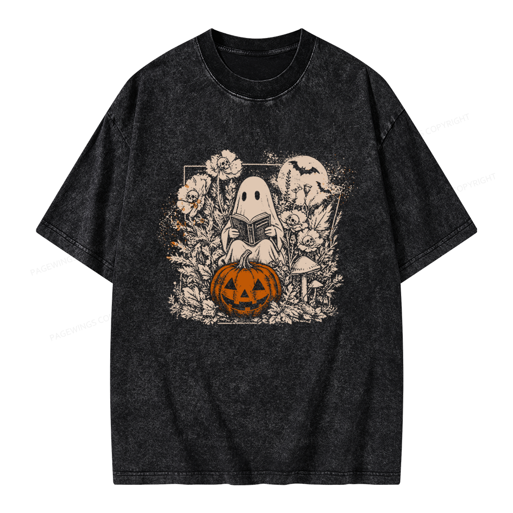 Pagewings Halloween Fall Ghost Unisex Washed T-shirt
