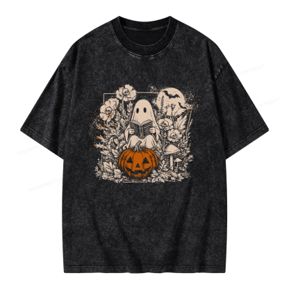 Pagewings Halloween Fall Ghost Unisex Washed T-shirt