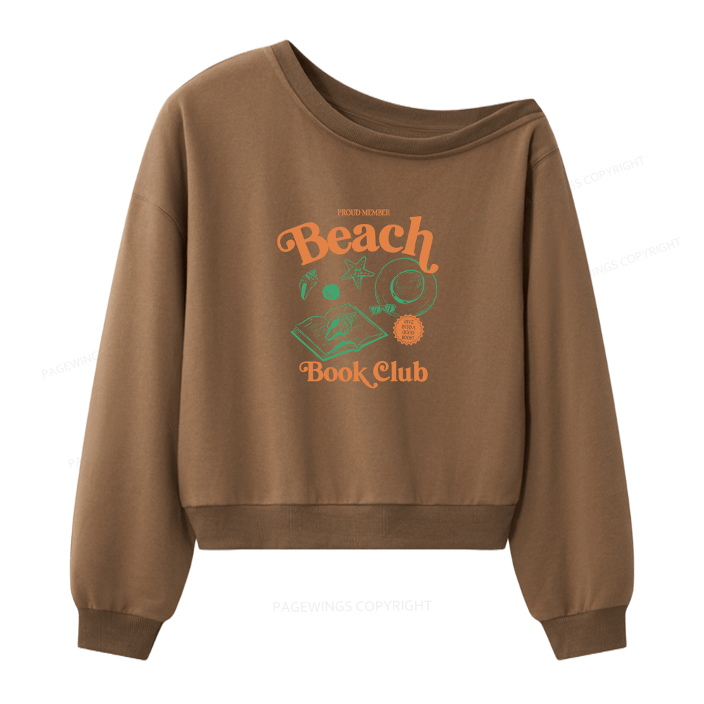 Pagewings Beach Book Club Women Off  Shoulder Sweatshirt