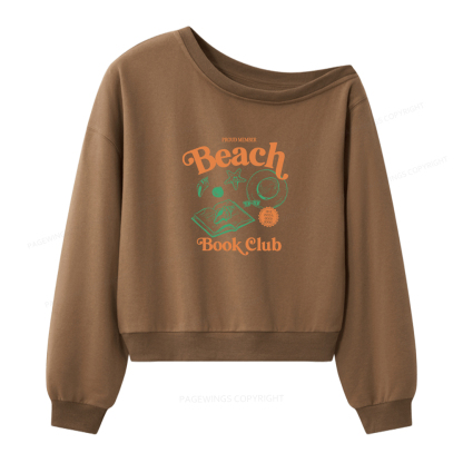 Pagewings Beach Book Club Women Off  Shoulder Sweatshirt