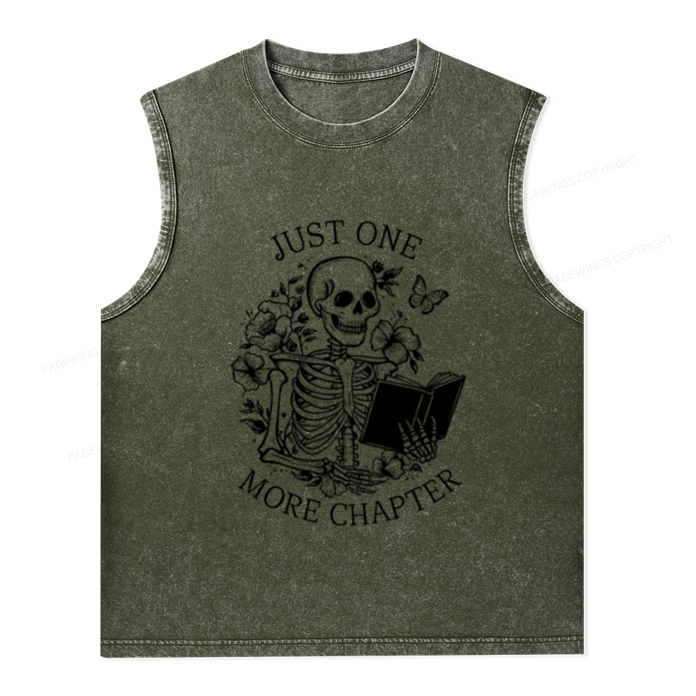 Pagewings One More Chapter Skeleton Unisex Washed Tank Top