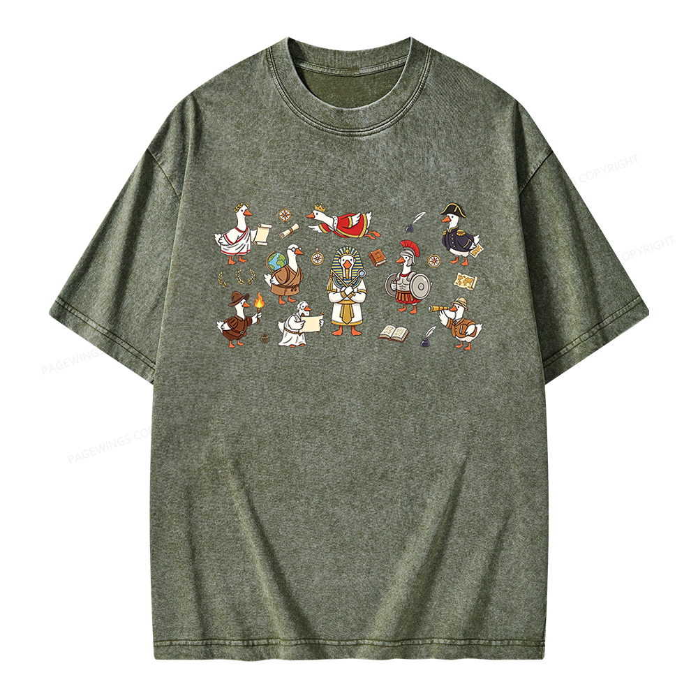 Pagewings History Teacher Goose Unisex Washed T-shirt
