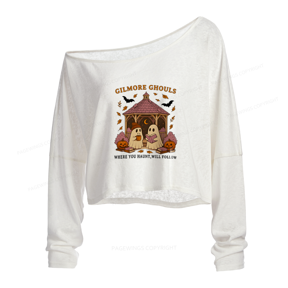 Pagewings Gilmore Ghouls Slouchy Long Sleeve Off Shoulder T-shirt