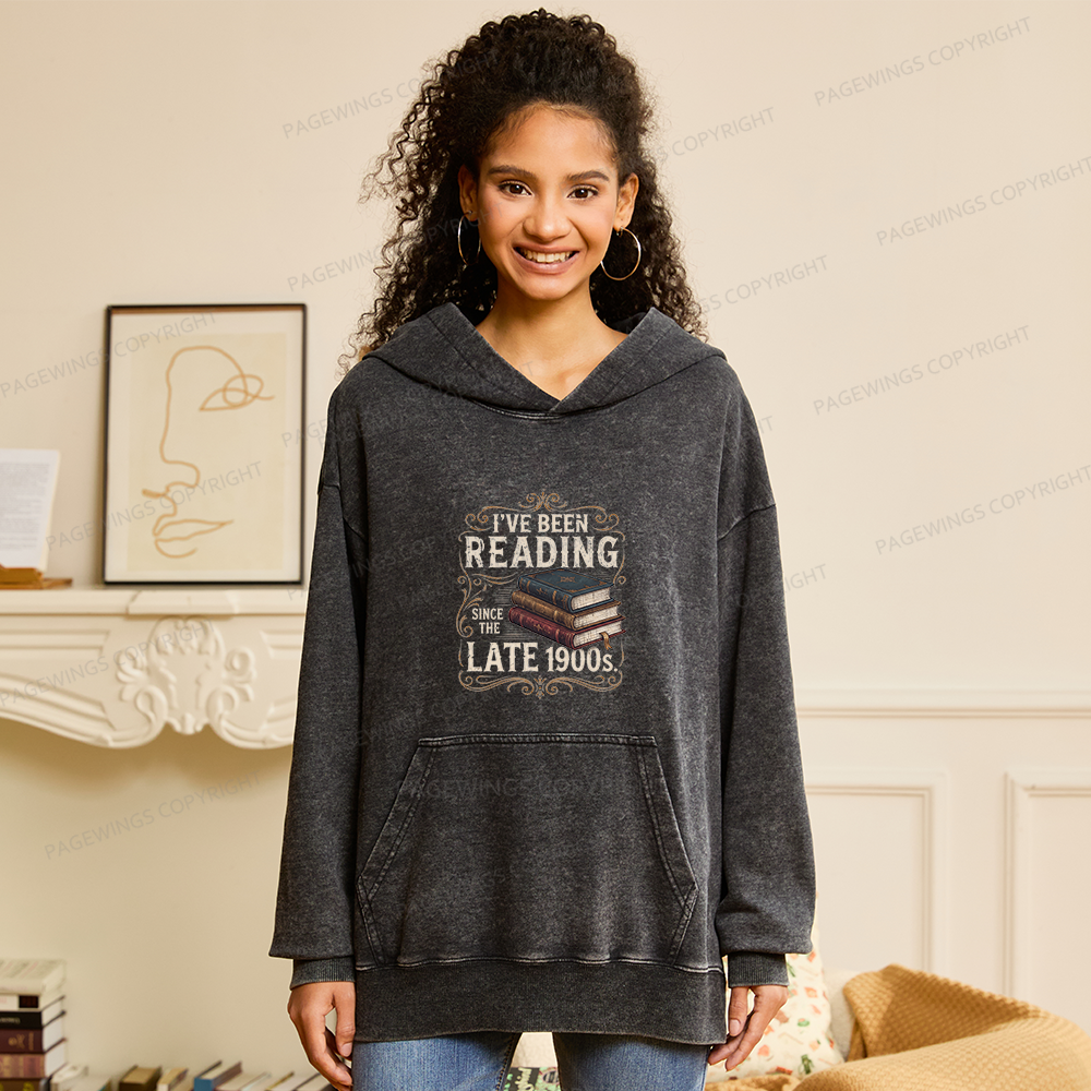 Pagewings Vintage Reading Since Late 1900s Unisex Washed Hoodie
