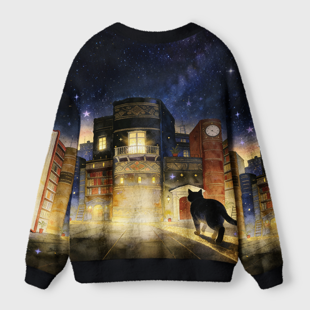 Pagewings Cats Loves Reading Light Knit Unisex Cardigan Sweaters