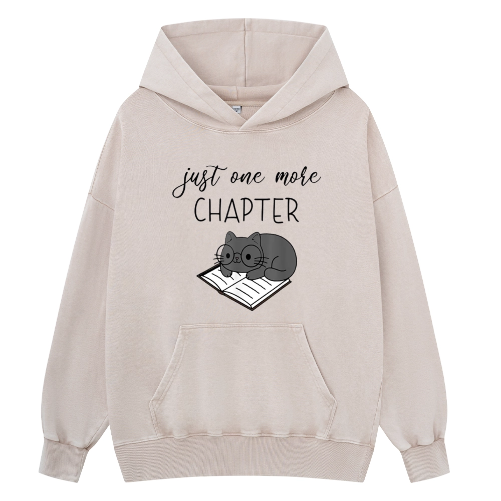 Pagewings Book Worm Reading Cat Unisex Washed Hoodie