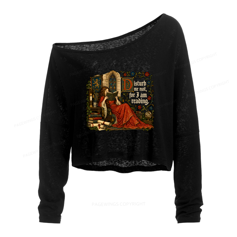 Pagewings Medieval Reading Slouchy Long Sleeve Off Shoulder T-shirt