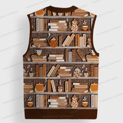 Pagewings Cozy Reading Unisex V-Neck Ugly Knit Vest