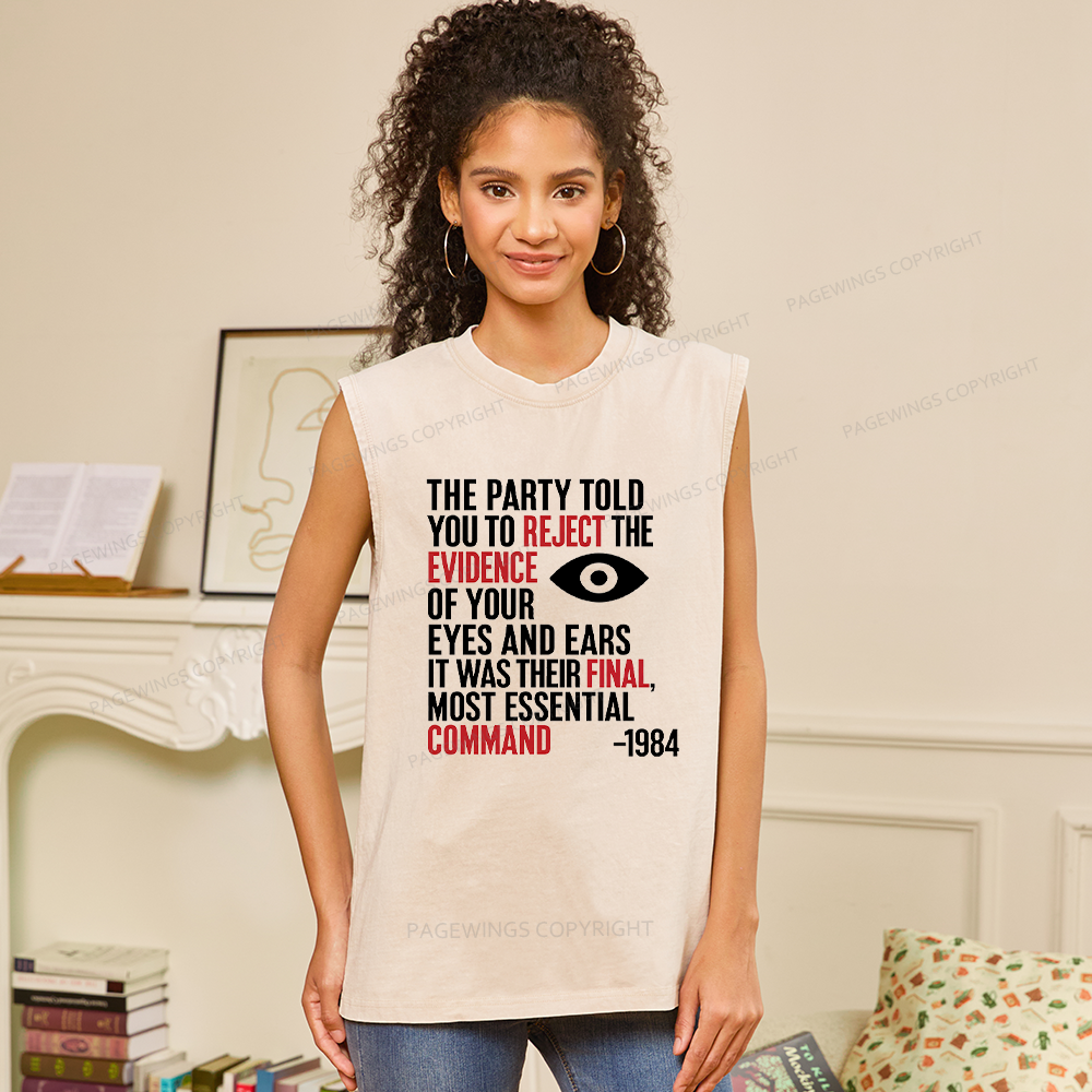 Pagewings Dystopia Quote Unisex Washed Tank Top