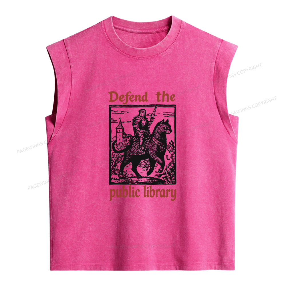 Pagewings Defend the Public Library Women's Washed Tank Top