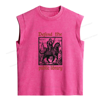 Pagewings Defend the Public Library Women's Washed Tank Top